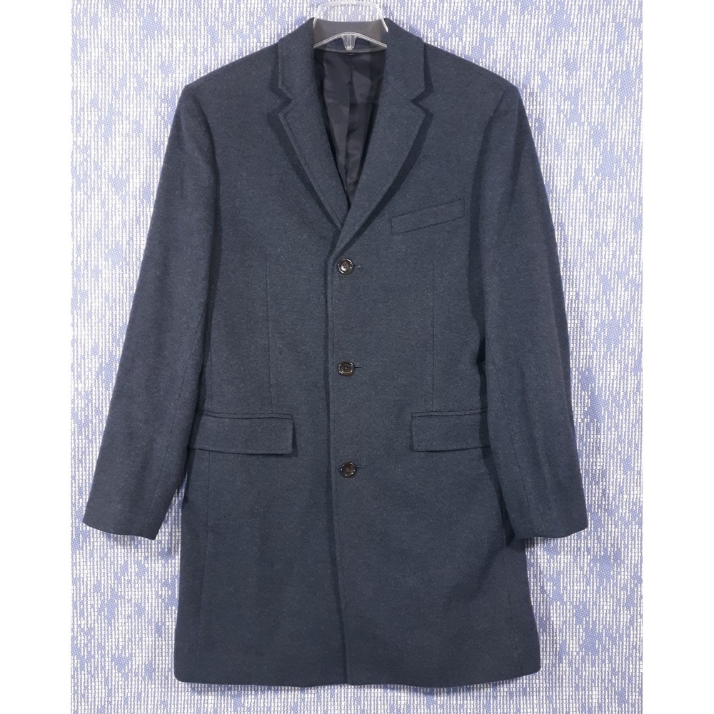 J.CREW‎ Ludlow Wool Cashmere Top Coat Tweed Mens 40R Blue 3-Button Heavy NEW